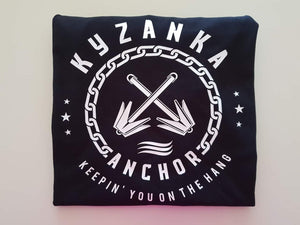 Kyzanka sleek logo Tshirt.. White on Black.